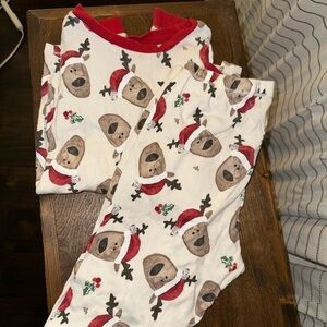 Burt's Bees Kids Santa Bear Pajama Set - Red and Cream